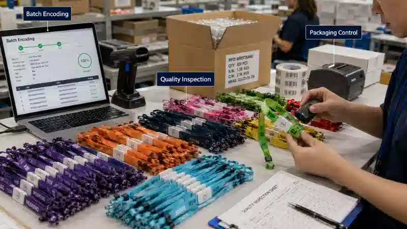 Batch encoding and quality inspection of RFID fabric wristbands before event deployment Batch encoding and quality inspection of RFID fabric wristbands before event deployment